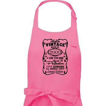 Kuchyňská zástěra Vintage Etiketa - 2000 - Pánská zástěra na vaření - Univerzální velikost ( Růžová )
