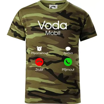 Voda volá - Dětské maskáčové triko - 104-110cm / 3-4 roky ( Zelený maskáč )