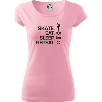 Dámské tričko Eat sleep skate - lední bruslení - Dámské triko Pure - XS ( Růžová )