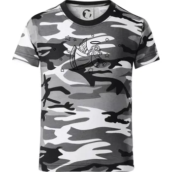 Chlapecké tričko Andílek hrající - Dětské maskáčové triko - 134 cm/8 let ( Šedý maskáč )