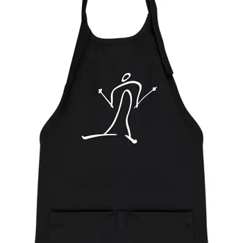 Kuchyňská zástěra Běžkař kreslený - Dětská zástěra na vaření - Univerzální velikost ( Černá )