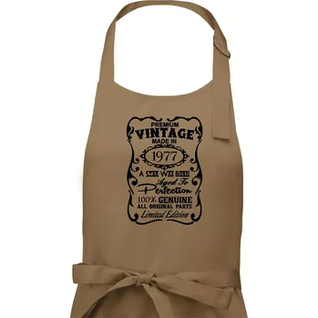 Kuchyňská zástěra Vintage Etiketa - 1977 - Dámská zástěra na vaření - Univerzální velikost ( Cappuccino )