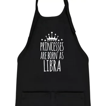 Kuchyňská zástěra Princesses are born as Libra - Váhy - Dětská zástěra na vaření - Univerzální velikost ( Černá )