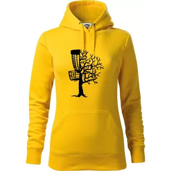 Dámská mikina Disc golf pozor strom - Mikina dámská Cape s kapucí - XS ( Žlutá )