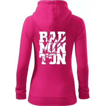 Dámská mikina Badminton nápis - Dámská mikina trendy zipper s kapucí - XS ( Purpurová )