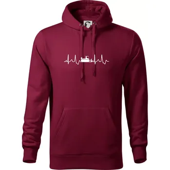 Pánská mikina Ekg rolba - Mikina pánská Cape s kapucí - 5XL ( Garnet )