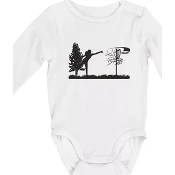 Kojenecký body Disc golf - žena černý obrázek - Body kojenecké s dlouhým rukávem - Dlouhý r. do 3 měs ( Bílá )