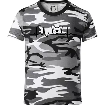 Chlapecké oblečení EKG Francouzský buldoček hlava - Dětské maskáčové triko - 122 cm/6 let ( Šedý maskáč )