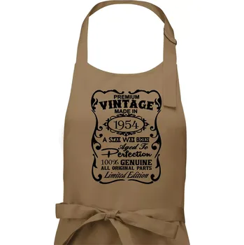 Kuchyňská zástěra Vintage Etiketa - 1954 - Pánská zástěra na vaření - Univerzální velikost ( Cappuccino )