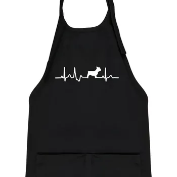 Kuchyňská zástěra EKG Francouzský buldoček z boku - Dětská zástěra na vaření - Univerzální velikost ( Černá )