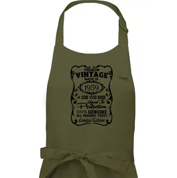 Kuchyňská zástěra Vintage Etiketa - 1959 - Pánská zástěra na vaření - Univerzální velikost ( Khaki )