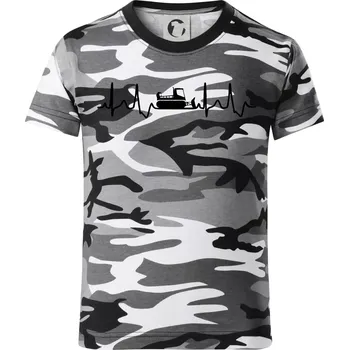 Chlapecké tričko Ekg rolba - Dětské maskáčové triko - 104-110cm / 3-4 roky ( Šedý maskáč )