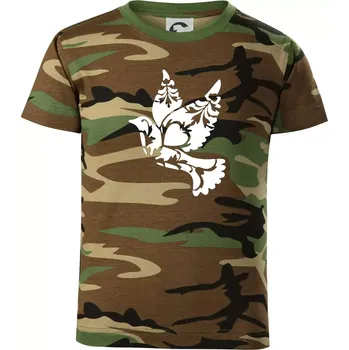 Chlapecké tričko Ptáček vzorovaný - Dětské maskáčové triko - 146 cm/10 let ( Hnědý maskáč )