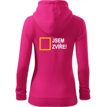 Dámská mikina Jsem zvíře obdelník - Dámská mikina trendy zipper s kapucí - M ( Purpurová )