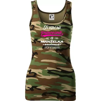 Dámské tričko Je těžké být princezna - manželka - Dámské Maskáčové tílko - XL ( Hnědý maskáč )