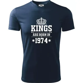 Pánské tričko Kings are born in 1974 - Pánské triko Fantasy sportovní (dresovina) - XL ( Námořní modrá (velmi tmavá - téměř černá) )