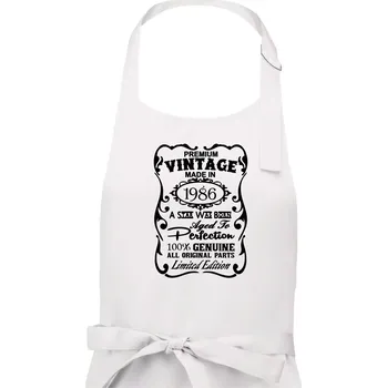Kuchyňská zástěra Vintage Etiketa - 1986 - Pánská zástěra na vaření - Univerzální velikost ( Bílá )