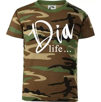 Chlapecké tričko D I A Life - Dětské maskáčové triko - 104-110cm / 3-4 roky ( Hnědý maskáč )