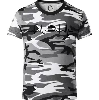 Chlapecké tričko Ekg hamburger - Dětské maskáčové triko - 134 cm/8 let ( Šedý maskáč )