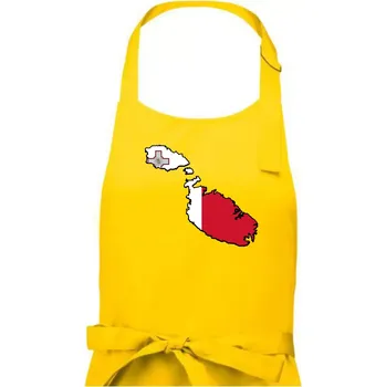 Kuchyňská zástěra Mapa Malta s vlajkou - Pánská zástěra na vaření - Univerzální velikost ( Žlutá )