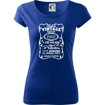 Dámské tričko Vintage Etiketa - 1962 - Dámské triko Pure - XS ( Královská modrá )