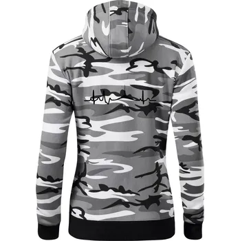 Dámská mikina Ekg Jeseníky - Dámská mikina trendy zipper s kapucí - M ( Šedý maskáč )