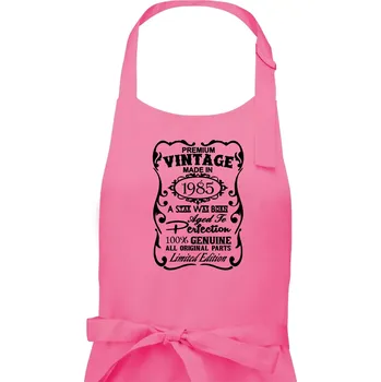 Kuchyňská zástěra Vintage Etiketa - 1985 - Pánská zástěra na vaření - Univerzální velikost ( Růžová )