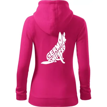 Dámská mikina Německý ovčák sedící napis - Dámská mikina trendy zipper s kapucí - M ( Purpurová )