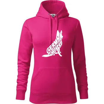 Dámská mikina Německý ovčák sedící napis - Mikina dámská Cape s kapucí - XS ( Purpurová )