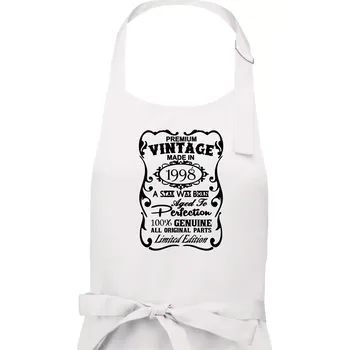 Kuchyňská zástěra Vintage Etiketa - 1998 - Dámská zástěra na vaření - Univerzální velikost ( Bílá )