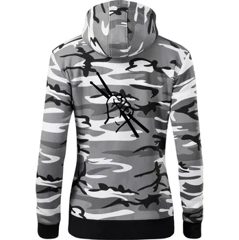 Dámská mikina Paličky ruka - Dámská mikina trendy zipper s kapucí - L ( Šedý maskáč )