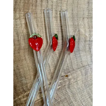 Skleněné brčko jahůdka