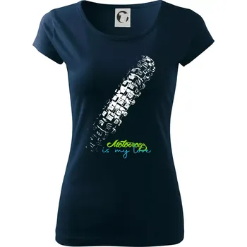 Dámské tričko Motocross is my love - Dámské triko Pure - XS ( Námořní modrá (velmi tmavá - téměř černá) )