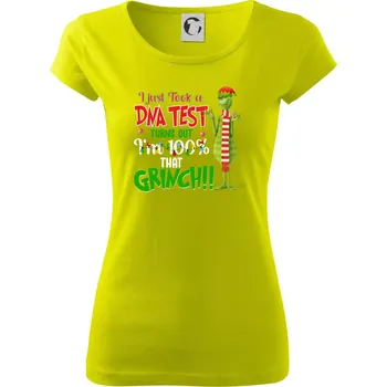 Dámské tričko DNA test Grinch - Dámské triko Pure - M ( Limetková )