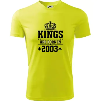 Pánské tričko Kings are born in 2003 - Pánské triko Fantasy sportovní (dresovina) - 2XL ( Neonově žlutá )