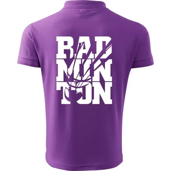 Pánská košile Badminton nápis - Polokošile pánská Pique Polo 203 - 3XL ( Fialová )