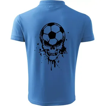 Pánská košile Fotbal lebka splash - Polokošile pánská Pique Polo 203 - XL ( Azurově modrá )