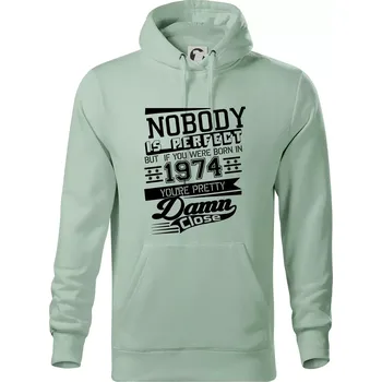 Pánská mikina Nobody is perfect - 1974 - Mikina pánská Cape s kapucí - XL ( Sage )