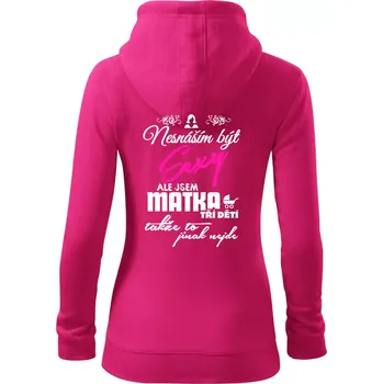 Dámská mikina Nesnáším být sexy matka 3 dětí - Dámská mikina trendy zipper s kapucí - XL ( Purpurová )