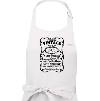 Kuchyňská zástěra Vintage Etiketa - 1971 - Pánská zástěra na vaření - Univerzální velikost ( Bílá )