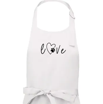 Kuchyňská zástěra Love nápis zvíře - Pánská zástěra na vaření - Univerzální velikost ( Bílá )