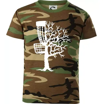 Chlapecké tričko Disc golf pozor strom - Dětské maskáčové triko - 122 cm/6 let ( Hnědý maskáč )