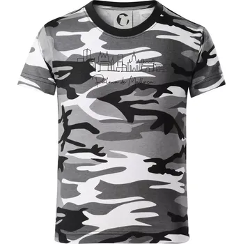 Chlapecké tričko Mallorca - Siluety památek - Dětské maskáčové triko - 122 cm/6 let ( Šedý maskáč )