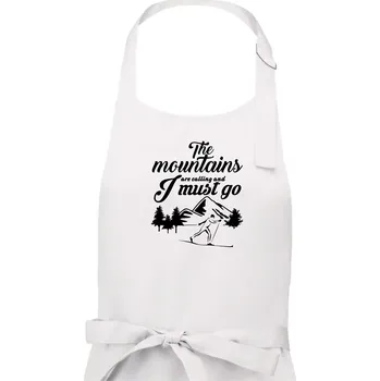 Kuchyňská zástěra The mountains are calling běžkař - Pánská zástěra na vaření - Univerzální velikost ( Bílá )