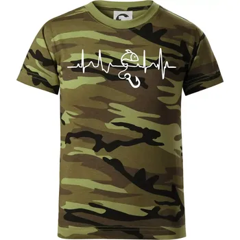 Ekg rybaření - Dětské maskáčové triko - 122 cm/6 let ( Zelený maskáč )