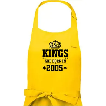 Kuchyňská zástěra Kings are born in 2005 - Pánská zástěra na vaření - Univerzální velikost ( Žlutá )