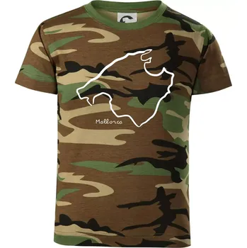 Chlapecké oblečení Mallorca - obrys ostrova - Dětské maskáčové triko - 122 cm/6 let ( Hnědý maskáč )