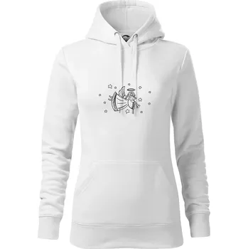 Dámská mikina Andílek hrající - Mikina dámská Cape s kapucí - S ( Bílá )