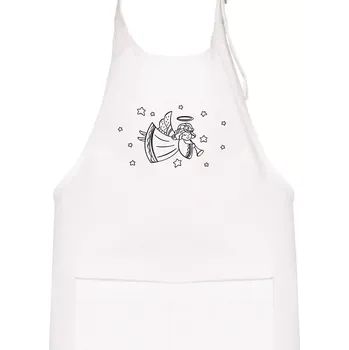 Kuchyňská zástěra Andílek hrající - Dětská zástěra na vaření - Univerzální velikost ( Bílá )