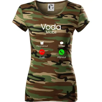 Voda volá - Dámské maskáčové triko - M ( Hnědý maskáč )